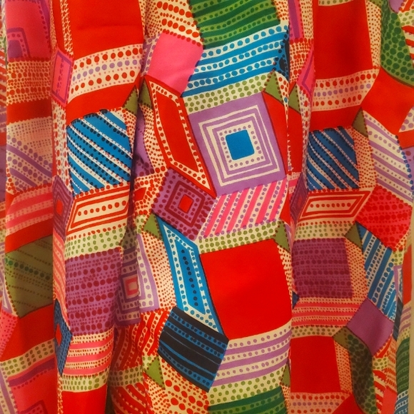 Vintage maxi 70s / late 60s Abercrombie & Fitch mod pattern long sleeve dress - Picture 7 of 8